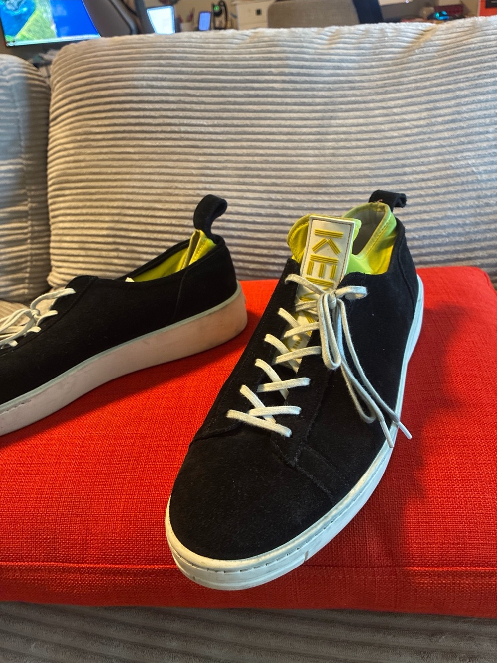 Men’s Kenzo Paris Black /yellow Suede K-City Trainers EU44 US12 - Picture 2 of 11